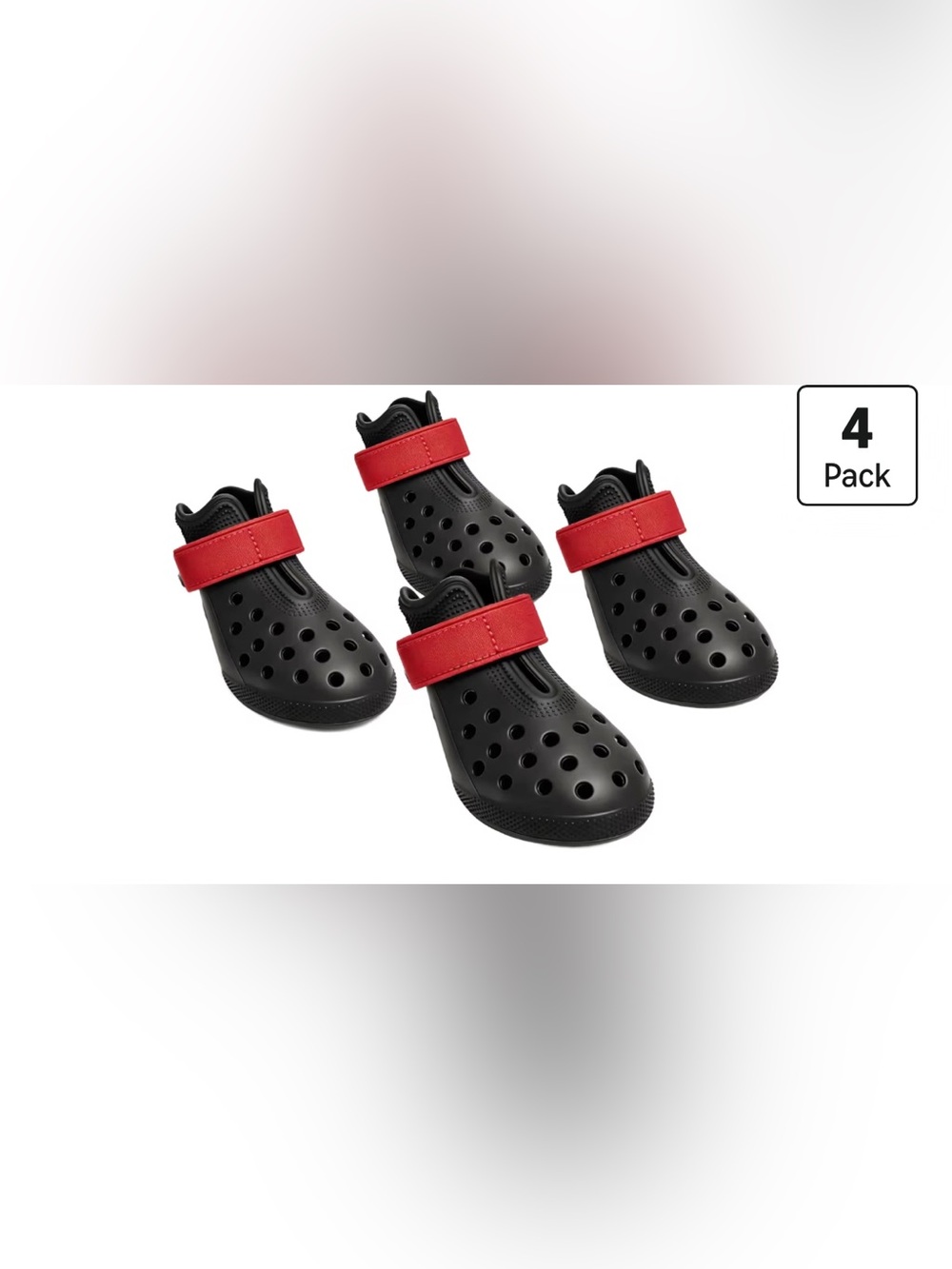 New- Medium Rubber protection Black Pet Boots with Red Straps - 4 Pack